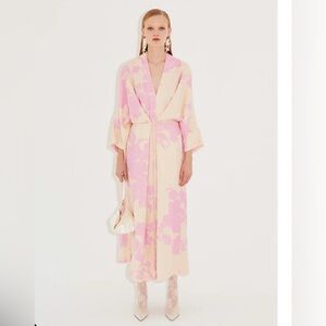 LOTTA KIMONO DRESS - Chic Cream and Pink Floral Maxi Dress